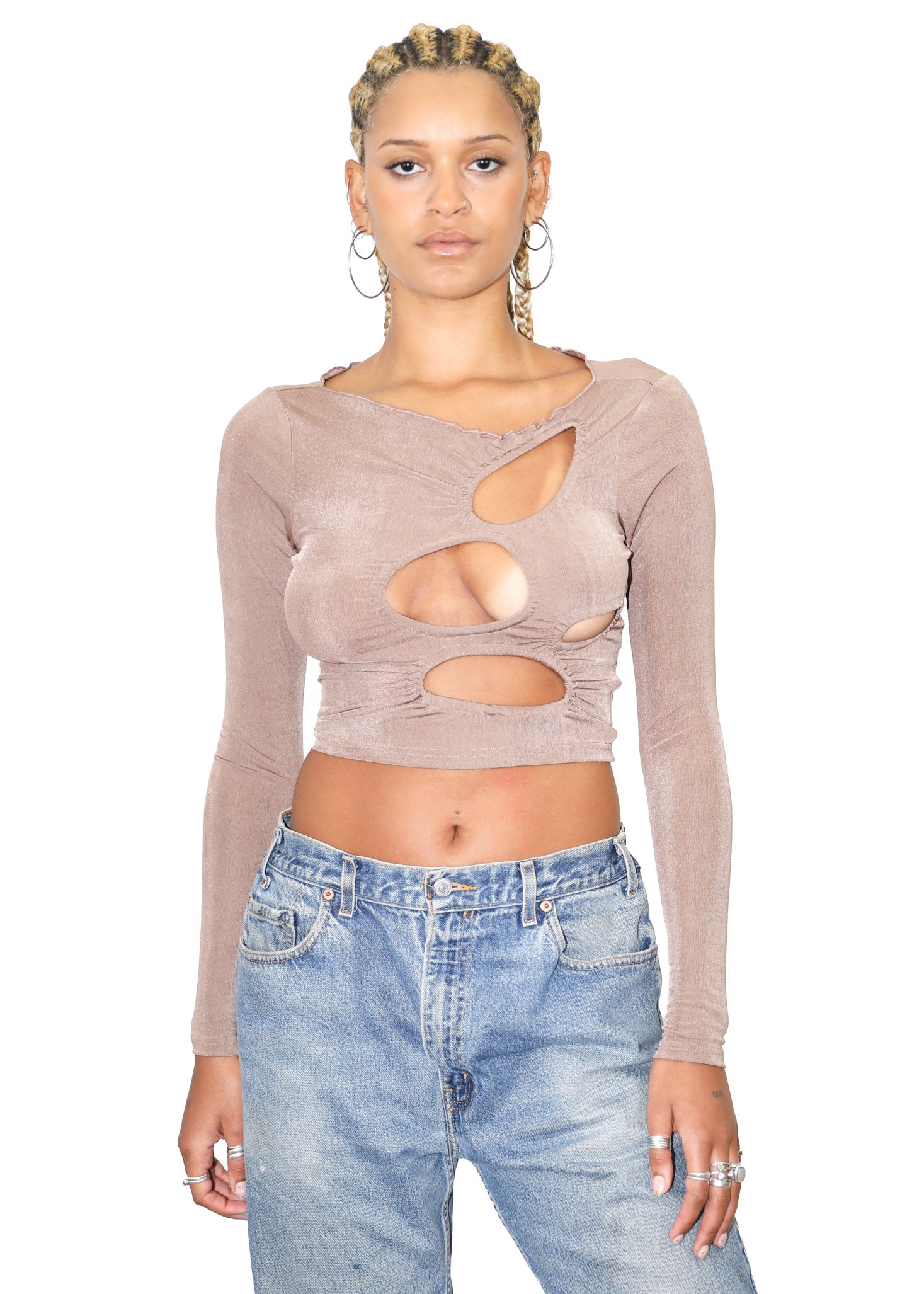 Tyrell Brand Abstract Top - Brown
