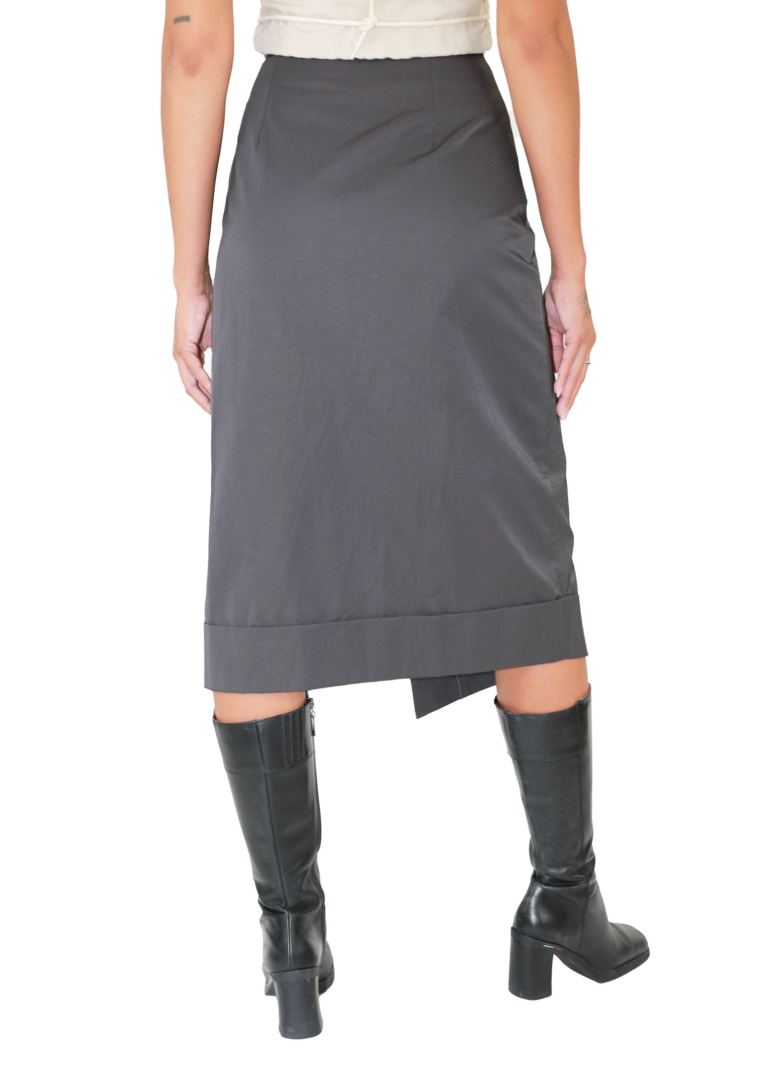 Asymmetrical Front Zip Midi skirt